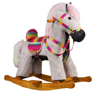 راکر اسب کودک چوبی طوسی روشن -اسباب بازی